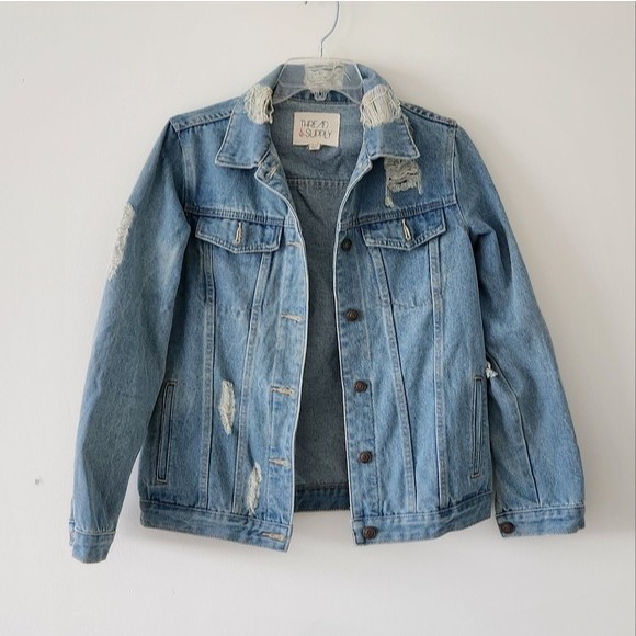 Thread & Supply Jackets & Blazers - Thread & Supply Jean Jacket Distressed Denim Jean Jacket Medium